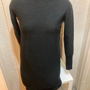 Dynamite Black Shiny Sweater Dress with Lace Hem